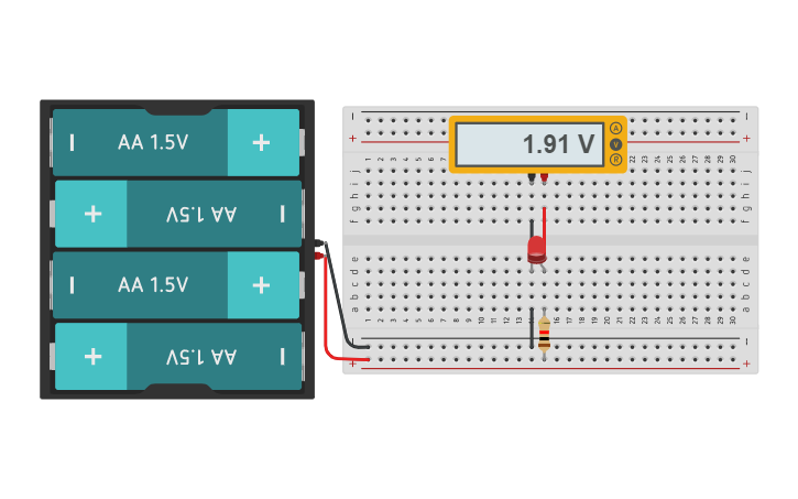 Circuit design Resistor and LED Circuit - Tinkercad