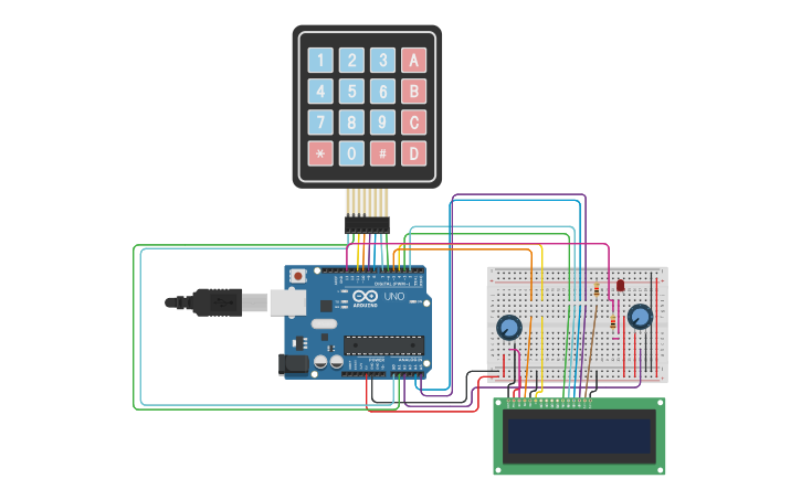 Circuit design วงจรการแสดงผล Led +keypad - Tinkercad