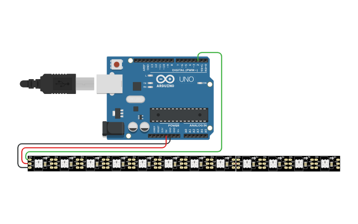 Circuit design RGB light strip - Tinkercad