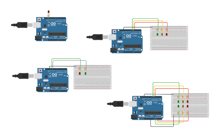 Circuit design Practica 2 Control de leds - Tinkercad