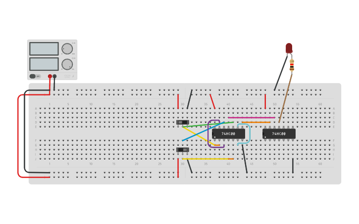 Circuit design half adder using nand gate - Tinkercad