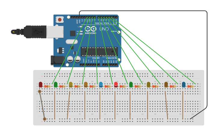 Circuit design Kara Simsek Arduino Devre 10 Led Sema Kod -CDGenc ...