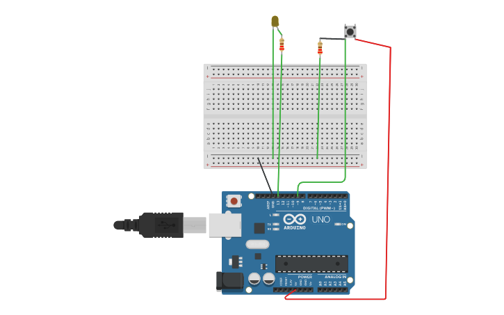 Circuit design push button - Tinkercad