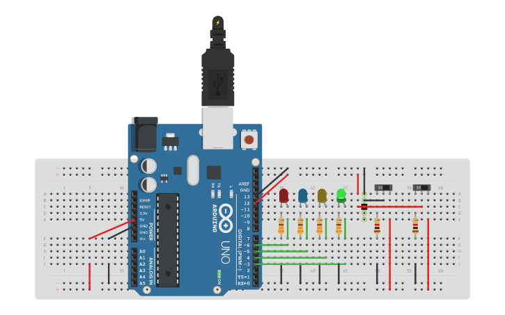 Circuit design 4 led - Tinkercad