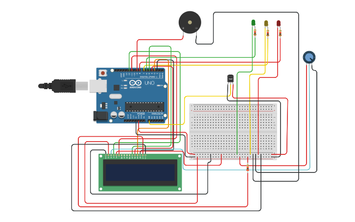 Circuit design Temperature monitoring system for warehouse - Tinkercad