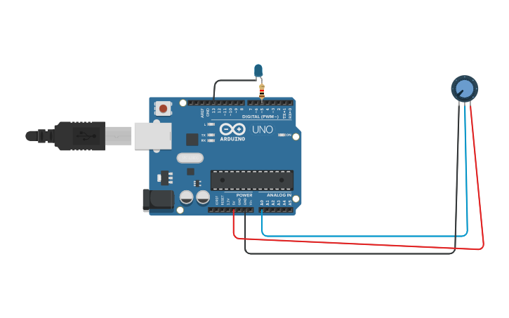 Circuit design LED with potentiometer &a rduino - Tinkercad