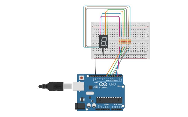 Circuit design 7-segment - Tinkercad