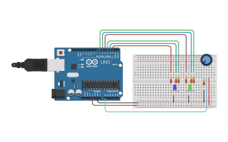 Circuit design rgb led - Tinkercad