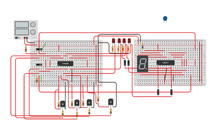 Circuit design Decoder 2x4 - Tinkercad