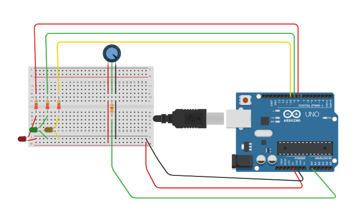 Circuit design circuito con 3 LEDS y 3 resistencias - Tinkercad