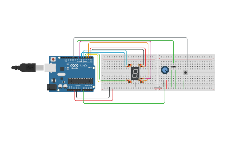 Circuit design 7 segmentos - Tinkercad