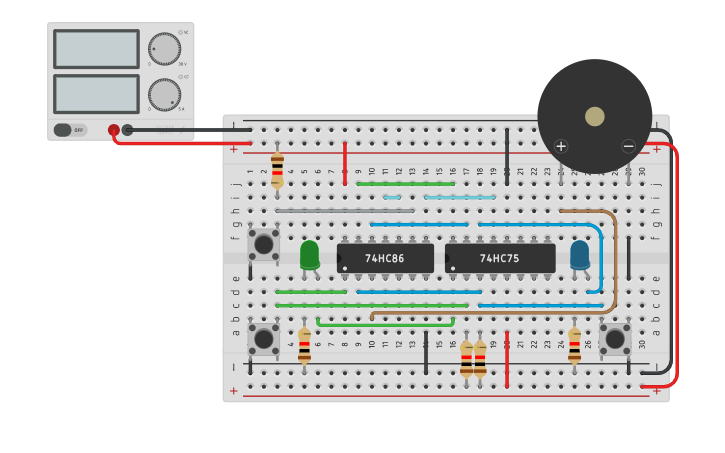 Circuit design Game Show Buzzer Beater - Tinkercad