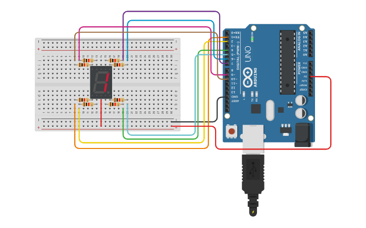 Circuit design 7 Segment Display - Tinkercad