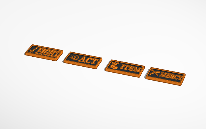 3D design Undertale battle buttons - Tinkercad