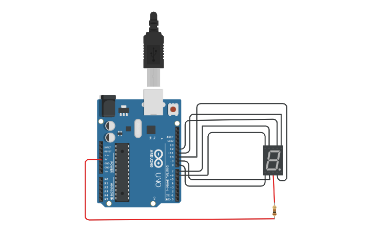Circuit design 7 Segment Display interface with Arduino - Tinkercad