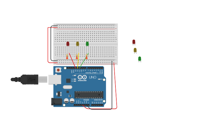 Circuit design Semaforo Arduino - Tinkercad