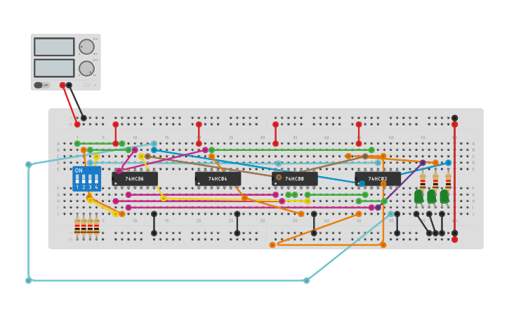 Circuit design 2 BIT COMPARATOR - Tinkercad