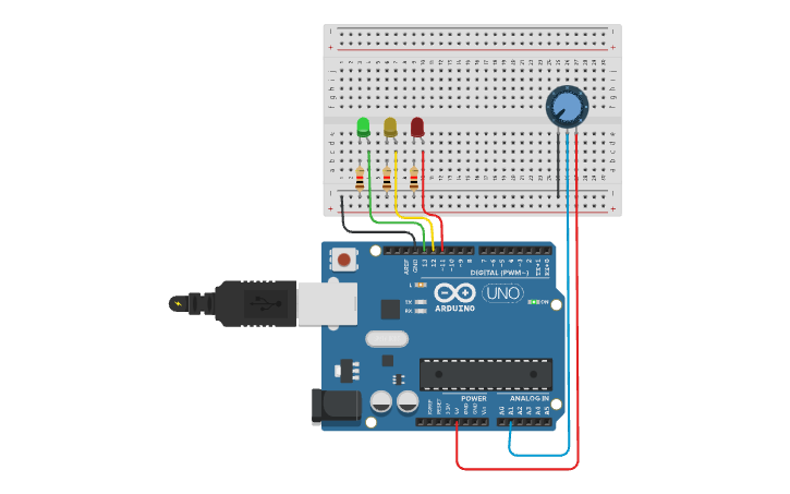 Circuit design Volume Meter - Tinkercad