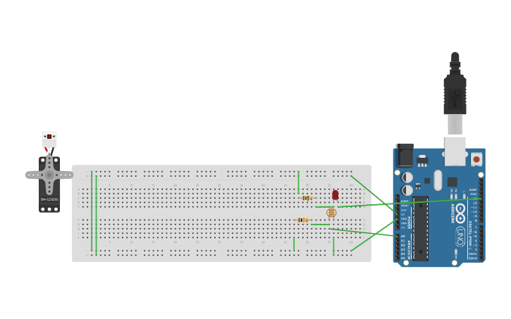 Circuit design Photoresistor + LED - Tinkercad