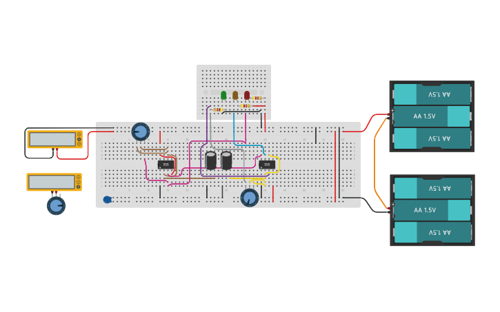 Circuit design Traffic Light Control using 555 Timer IC - Tinkercad