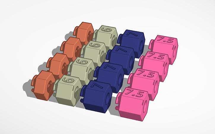 3D design Various 7mm hex extentions - Tinkercad