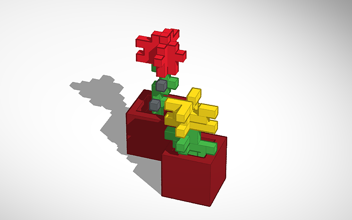 Minecraft Roses 3d 3D design minecraft rose with pot - Tinkercad