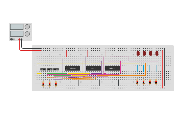 Circuit design 1X4 DEMULTIPLEXER - Tinkercad