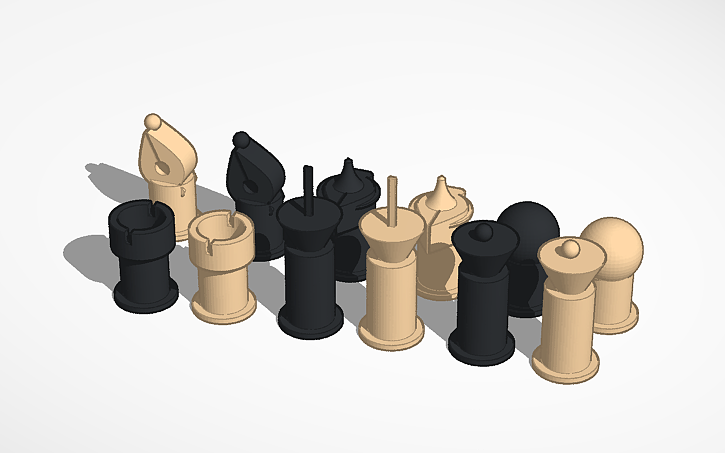 3D design Chess pieces (Made of 4 basic shapes) - Tinkercad