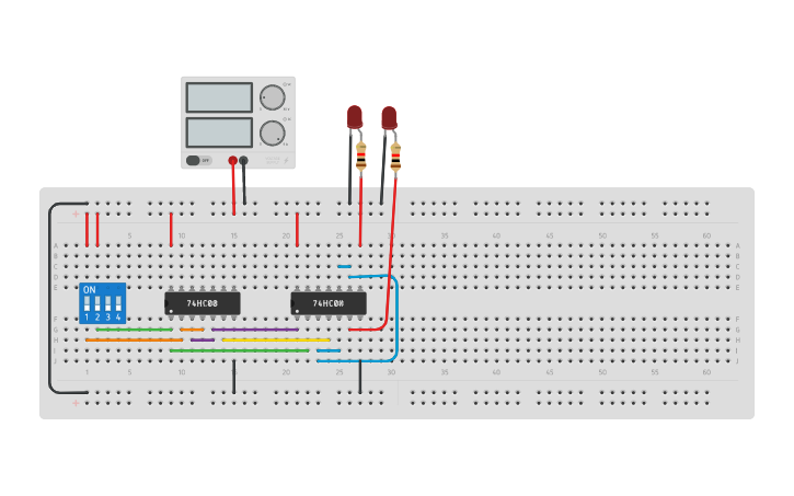 Circuit design Half subtractor using NAND gate - Tinkercad