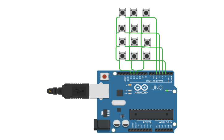 Circuit design MATRIX BUTTONS - Tinkercad