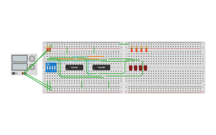 Circuit design 2x4 Decoder - Tinkercad