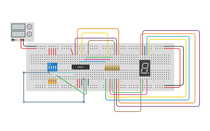 Circuit design Seven-Segment Display with CD4511 Decoder - Tinkercad