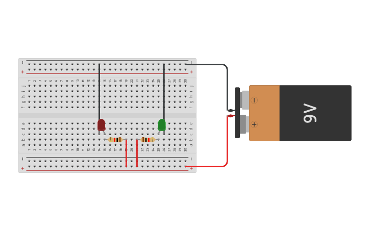 Circuit design 2 LED - Tinkercad