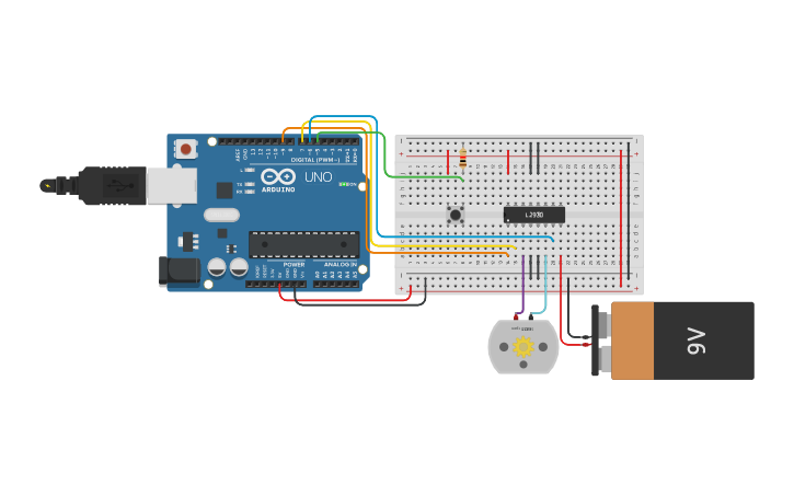 Arduino Lesson 29 Circuit design arduino con L293 - Tinkercad