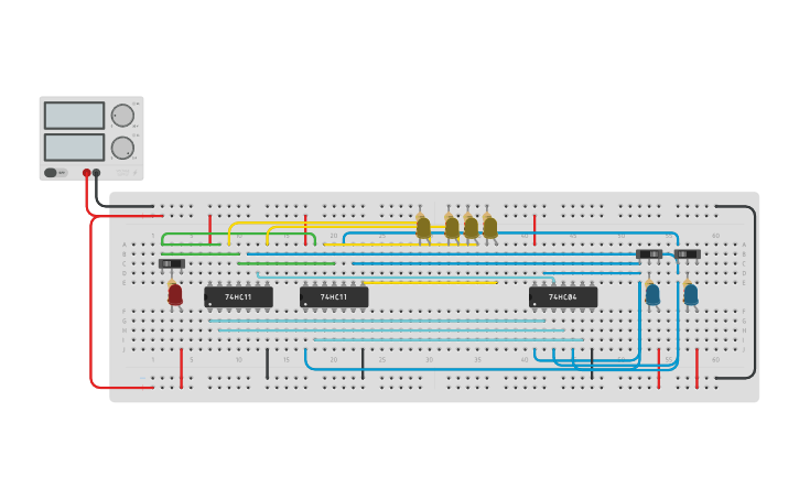 Circuit design 1x4 DEMUX using basic - Tinkercad