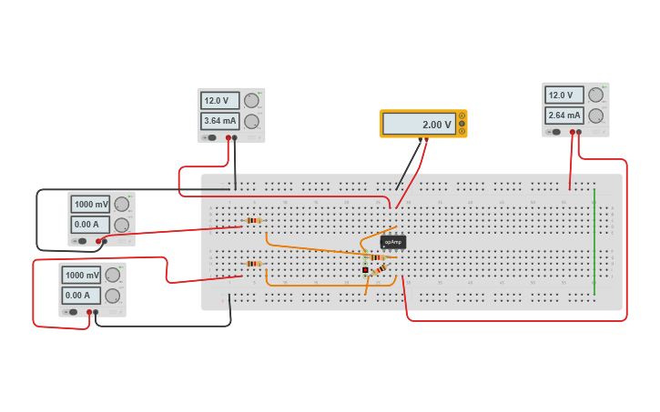 Circuit design non Inverting adder - Tinkercad