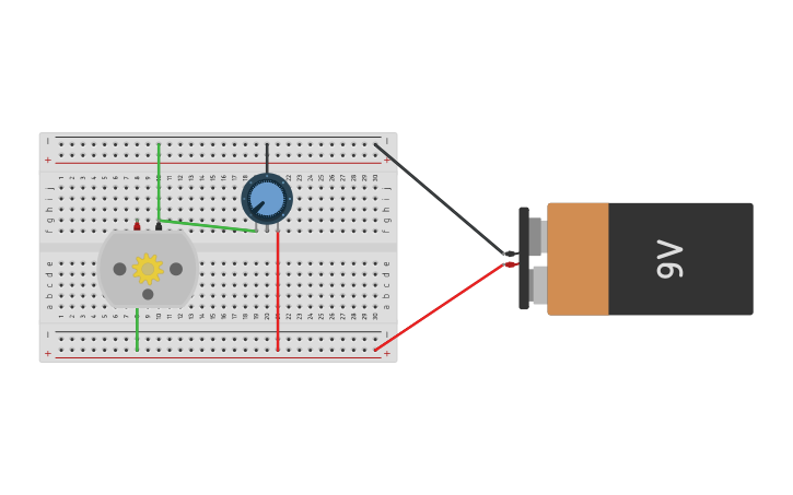 Circuit design potentiometer with motor - Tinkercad