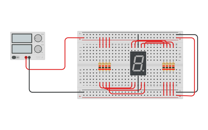 Circuit design 7 segment - Tinkercad
