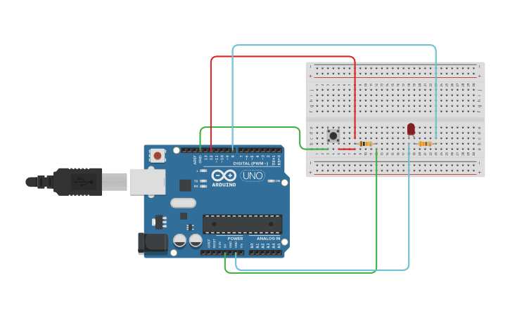 Circuit design Using push button as a toggle switch - Tinkercad
