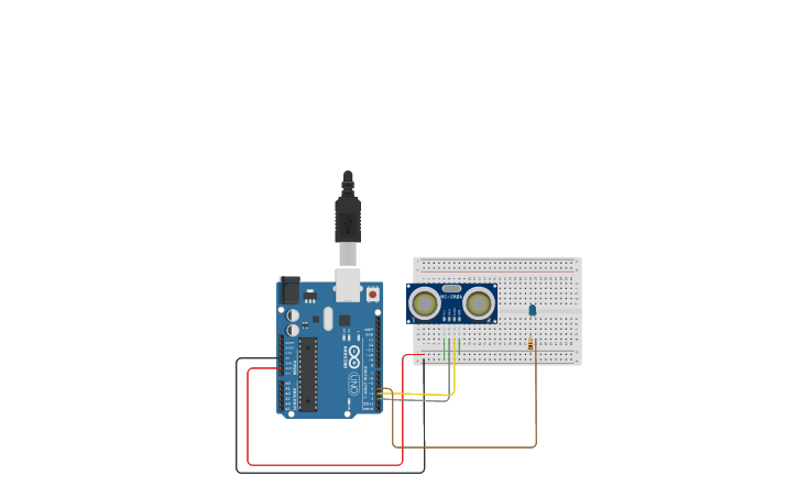 Circuit design ultrasonic sensor - Tinkercad