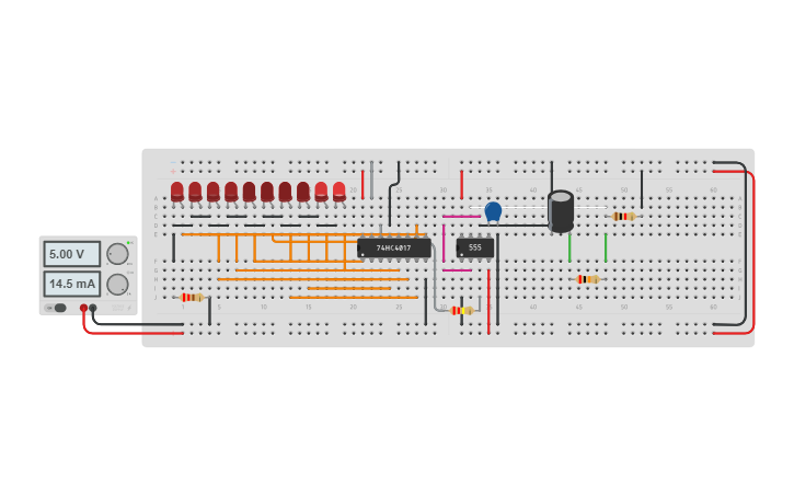Circuit design LED Running Light | Knight Rider LED - Tinkercad