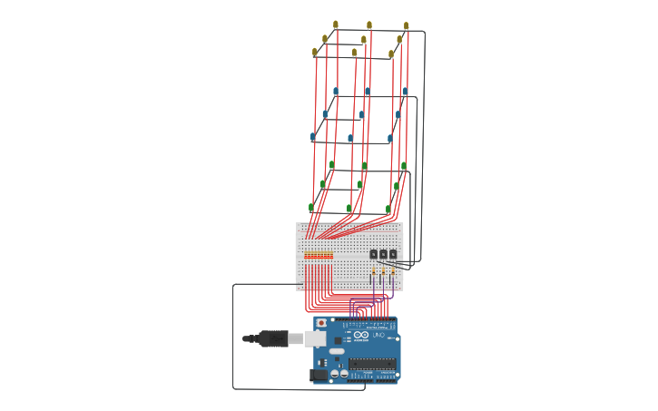 Circuit design 3D LED CUBE - Tinkercad