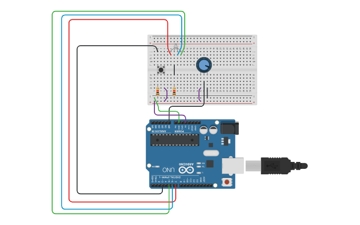Circuit design potentiometer dependent rgb led circuit - Tinkercad