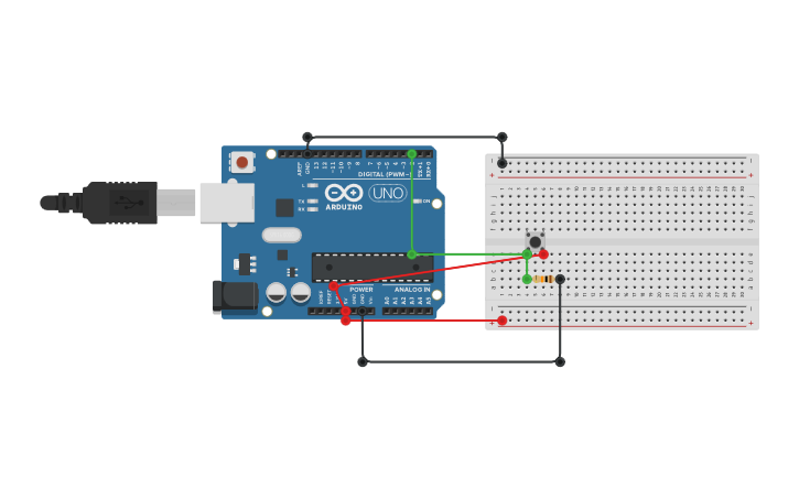 Circuit design BTVN2 - pull down resistor - Tinkercad