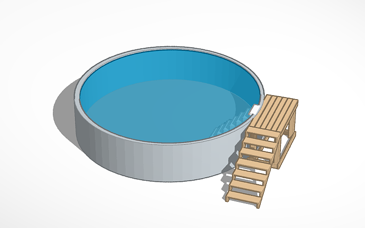 3D design 18' pool w/ deck - Tinkercad