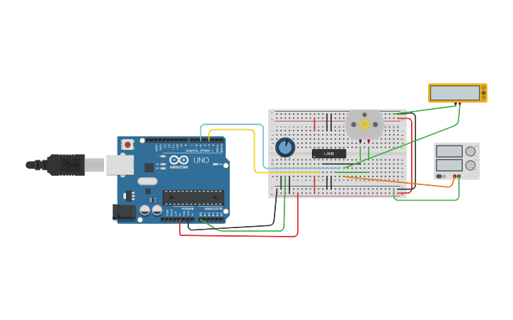 Circuit design motor Arduino - Tinkercad