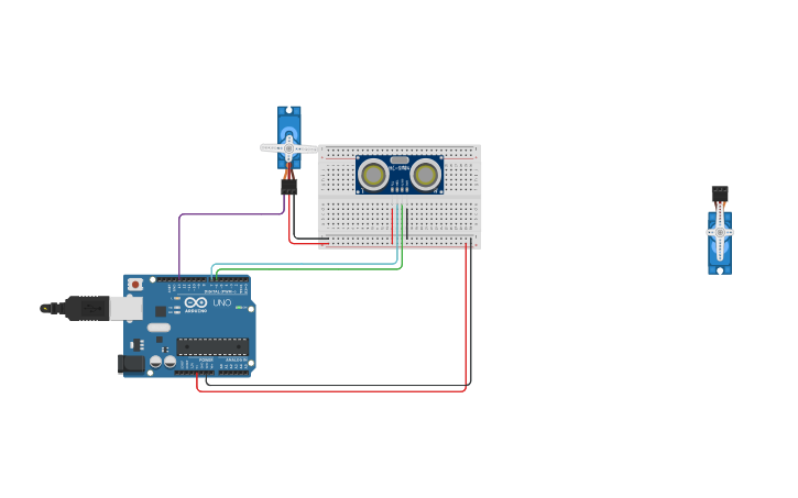 Circuit design Servo motor controlado mediante sensor ultrasonido ...