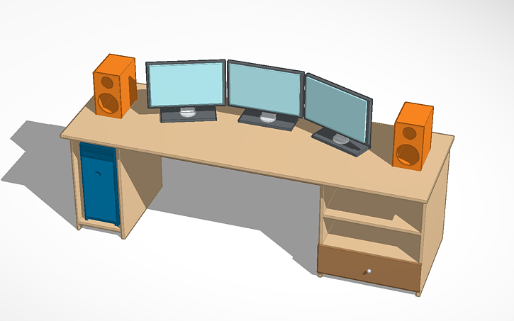 3D design Computer table - Tinkercad