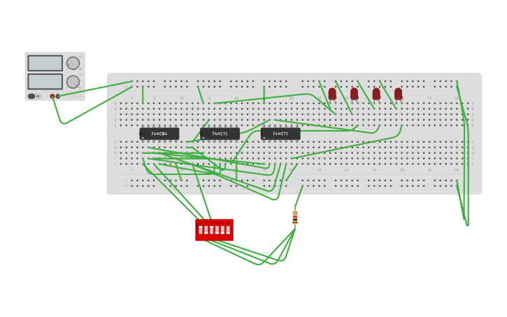 Circuit design 1x4 demux - Tinkercad