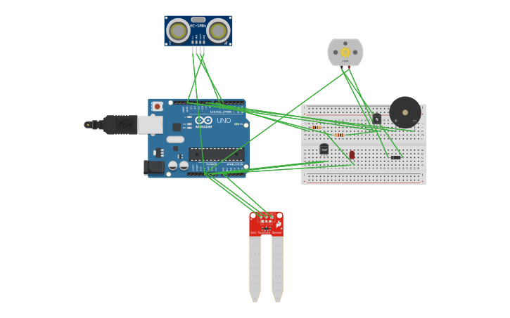 Circuit design IOT based Smart Agriculture Monitoring System - Tinkercad